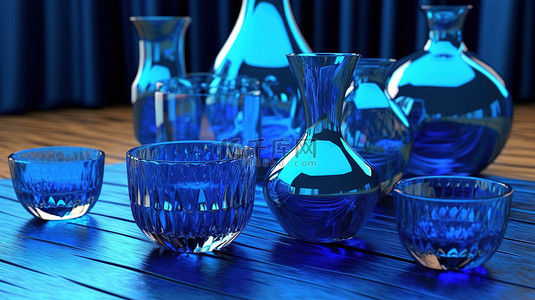 清目背景图片_高清蓝色玻璃 3D 渲染