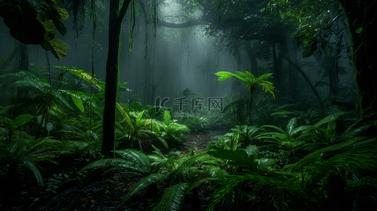 热带雨林植物装饰图案自然生态景观