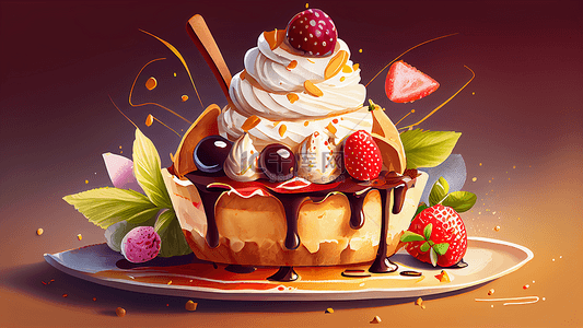 甜点奶油蛋糕插画背景