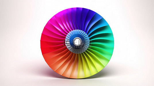 色轮背景图片_白色背景上的 3D 渲染彩色涡旋孔径轮