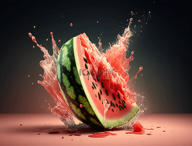 西瓜水果新鲜有机摄影广告背景