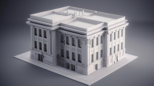 手幅图背景图片_渲染格式的银行大楼图标的 3D 插图
