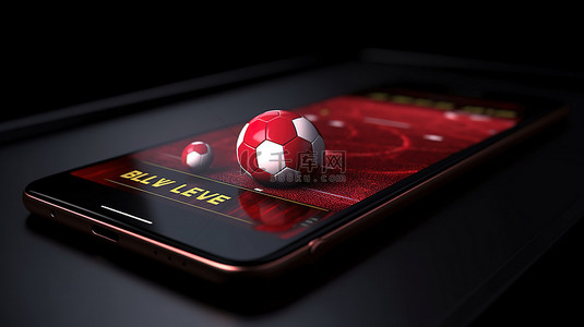 带足球的现场投注概念 3d 智能手机