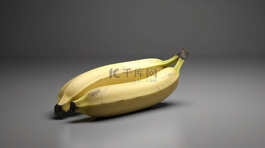香蕉背景图片_灰色背景下的 3d 孤立香蕉图标
