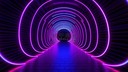 黑暗的隧道变成发光的霓虹灯 3D 动画