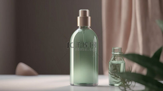 瓶背景图片_用于护肤化妆品的精华碳粉瓶的自然光 3D 渲染