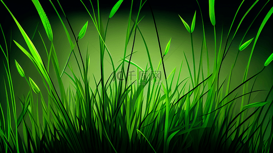 绿叶小植物背景图片_小草绿植插画背景