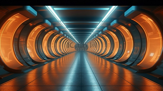 无限 4k 超高清未来交通或 3D 地下隧道插图