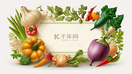 植物营养背景图片_蔬菜白色可口美味营养边框背景