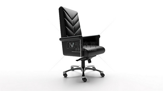 抖脚的老板背景图片_白色背景的 3D 渲染，黑色皮革老板办公椅上带有带有箭头路线的空置标志