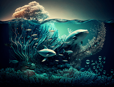 海洋海水生物背景