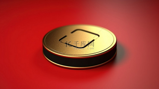 标志性的冰球 深红色哑光背景上闪闪发光的金色徽章，以 3D 技术精心制作