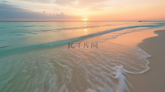 沙滩背景图片_海边夕阳沙滩美丽的日落风景