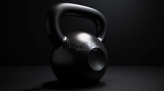 黑色力量背景图片_重量训练必不可少的 3d 呈现黑色壶铃