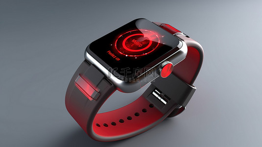 红色健康标记 3D 智能手表