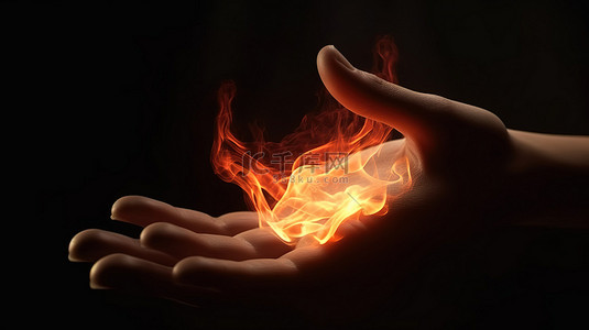 手举着背景图片_一只手抓住另一只手，发出炽热的光芒，特写 3D 视图描绘了停止的概念