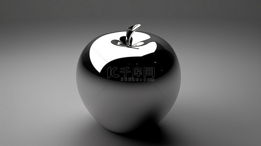 中性灰色背景下的时尚 3D 苹果标志