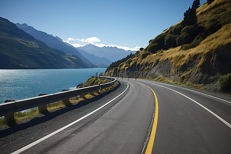 蜿蜒的道路 凯库拉 南岛 新西兰 南岛