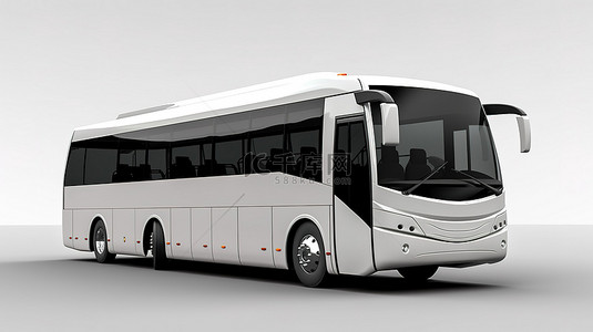 用于城市客运的现代白色巴士的 3d 插图