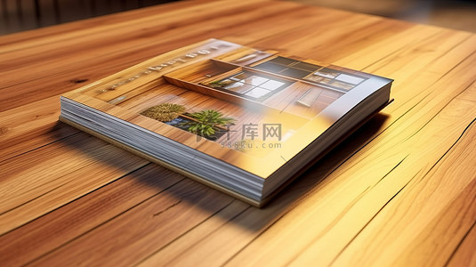3d 渲染木制宣传册设计