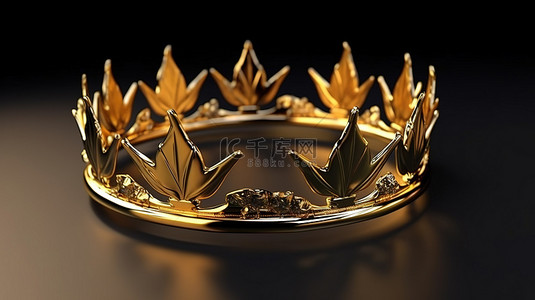 豪华王子皇冠用于装饰令人惊叹的 3D 渲染金皇冠象征着胜利和成功