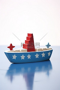 玩具交通工具背景图片_上面有星星的玩具木船