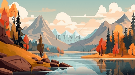 秋天自然风光插图背景