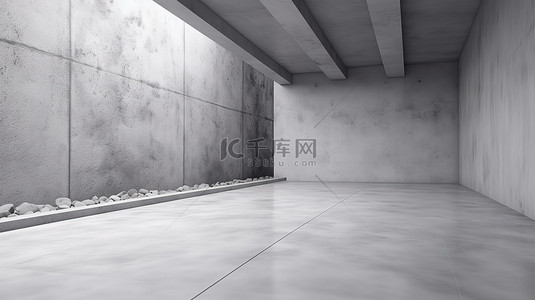 黑色背景图片_白色和灰色时尚水泥背景的 3D 渲染