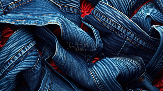 服装背景图片_渲染的 3D 牛仔裤背景设计布局