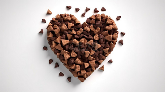 分享模版背景图片_心形孤立巧克力块的 3D 插图