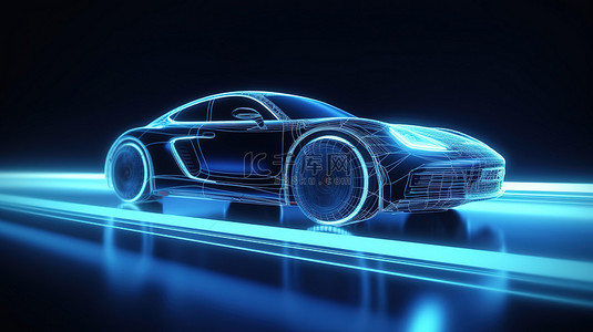 汽车设备背景图片_3d 渲染中高速智能汽车驾驶的概念图