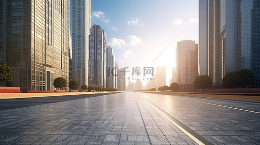 高速公路背景图片_街景设置中的当代建筑背景 3D 渲染