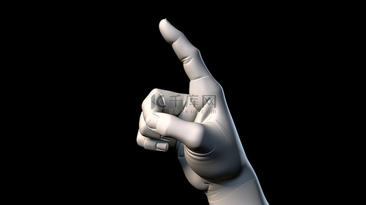 3d 卡通手用手指指示正确的方向或单击对象