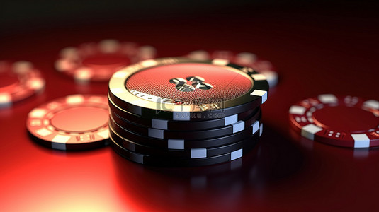 3D 渲染的扑克冠在创意背景上，包括剪切路径