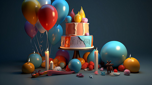 生日背景图片_派对庆祝庆典蓝色气球
