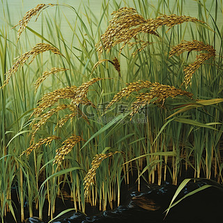 田里一些稻子的特写照片