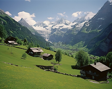 瑞士阿尔卑斯山的村庄 瑞士