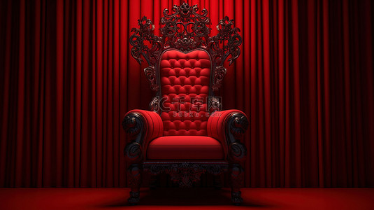黑金背景图片_大胆的红色和黑色背景雄伟的王座上的富丽堂皇的红色椅子适合皇室 3D 渲染