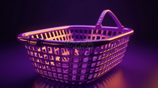 点击参与背景图片_在线购物变得简单 3d 呈现紫色背景，购物篮上有可点击的购买按钮