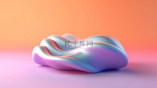 柔和色调的流体 3D 对象独特且富有创意的壁纸