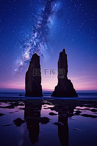 星空岛背景图片_加利福尼亚月光石海滩上的星空