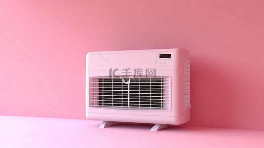 室外背景图片_粉红色背景下带窗户的室内和室外空调机组的 3D 渲染