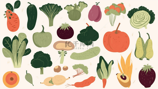 食物蔬菜绿色卡通背景