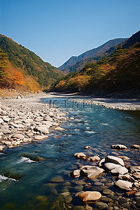 蹄背景图片_山脉地区的一条河流