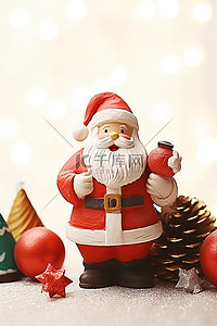 圣诞背景图片_圣诞节陶瓷圣诞圣诞老人雕像