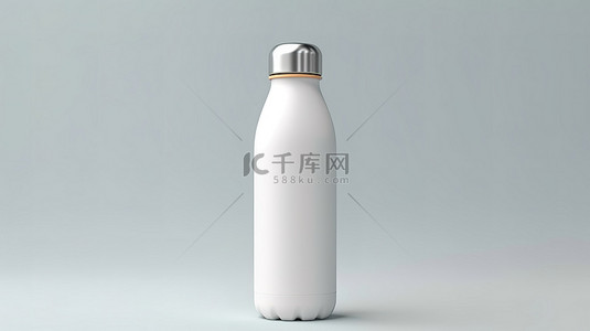包水饮背景图片_3D 渲染模型中的金属盖白色瓶子