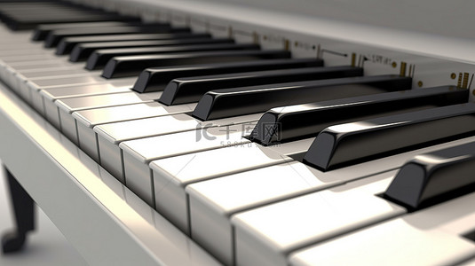浅色背景的 3D 渲染图像，钢琴键按一个八度排列