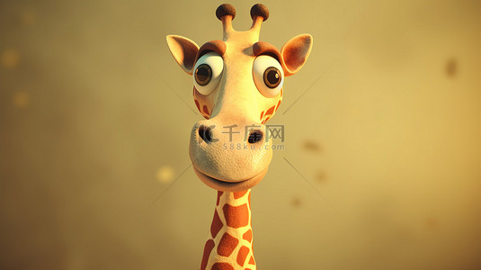 卡通时尚女士背景图片_异想天开的长颈鹿在 3d 渲染