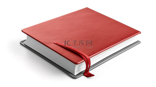 3D 渲染白色背景个人日记或组织书，包含空白页