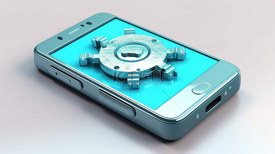孤立白色背景的 3D 插图显示电话以实现安全的网上银行保护